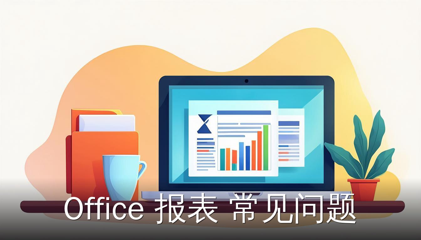 Office 报表 常见问题 插画 显示 Excel 报表 和 图表 在 笔记本电脑 上