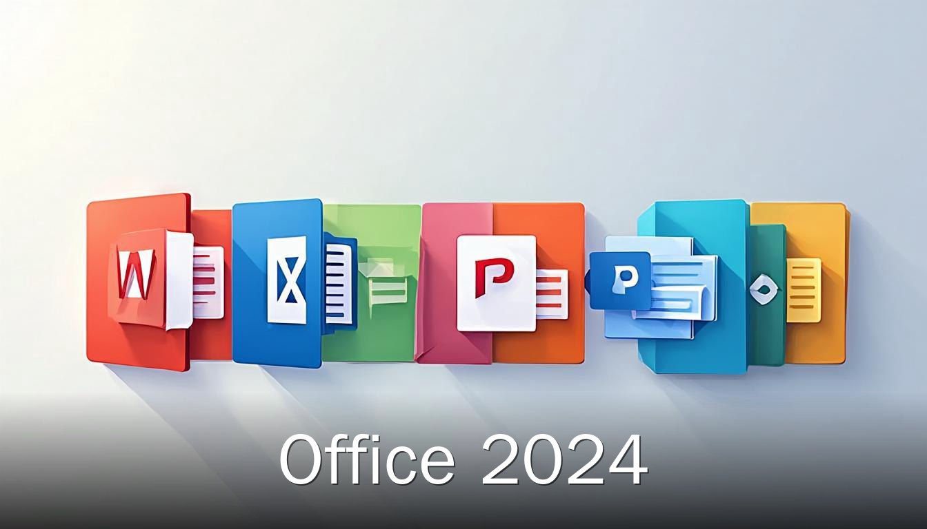 Office 2024 套件图标包括 Word、Excel、PowerPoint、Outlook 和 OneNote