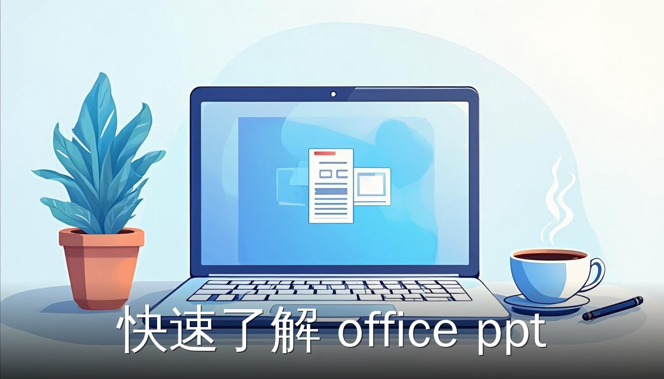 打开PowerPoint的笔记本电脑和办公用品，代表开始制作office ppt